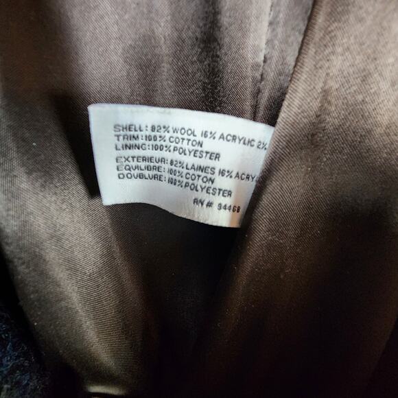 Laundry by Shelli Segal Wool Pea Coat Belted Women Size 8 Blue-Black - Picture 12 of 12